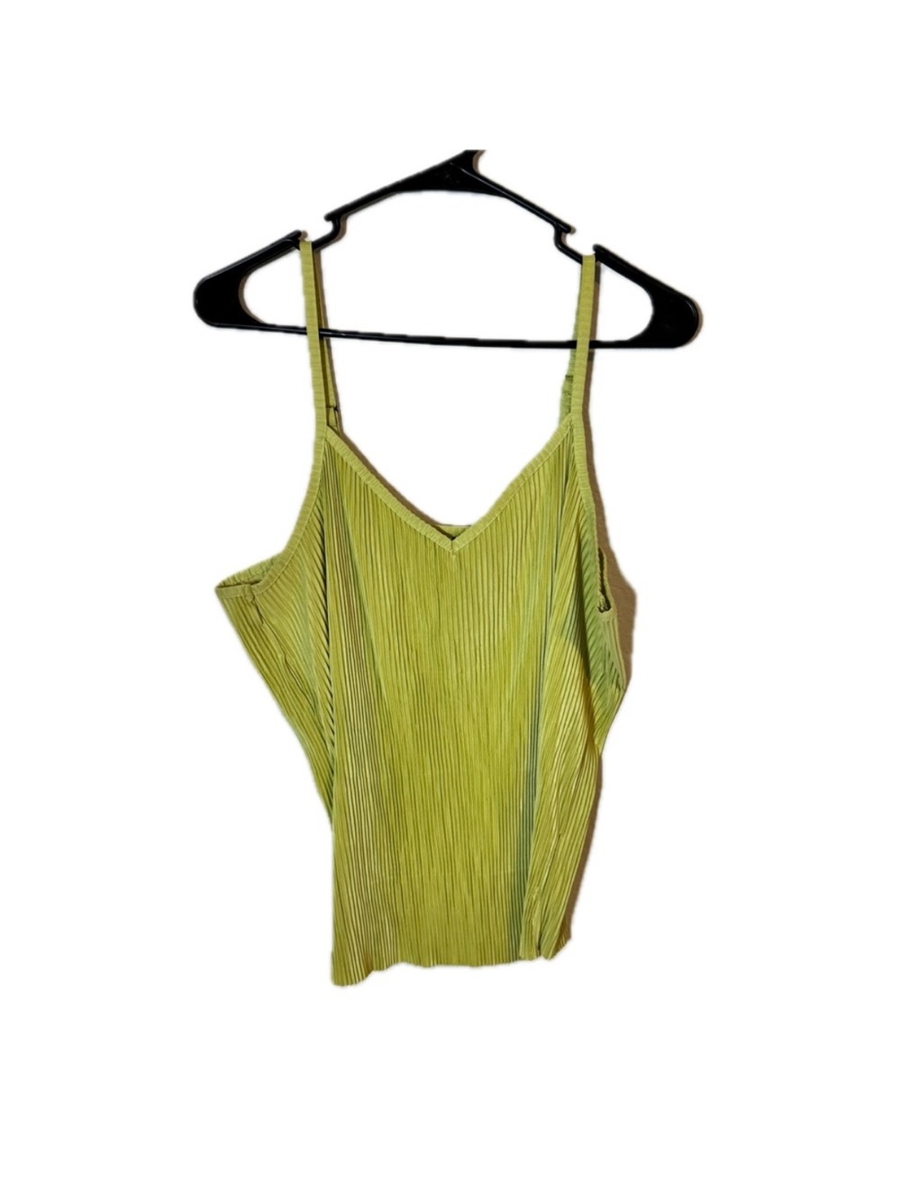 Joie Lime Green Pleated V-Neck Camisole Adjustable Straps Size Medium RN 116696